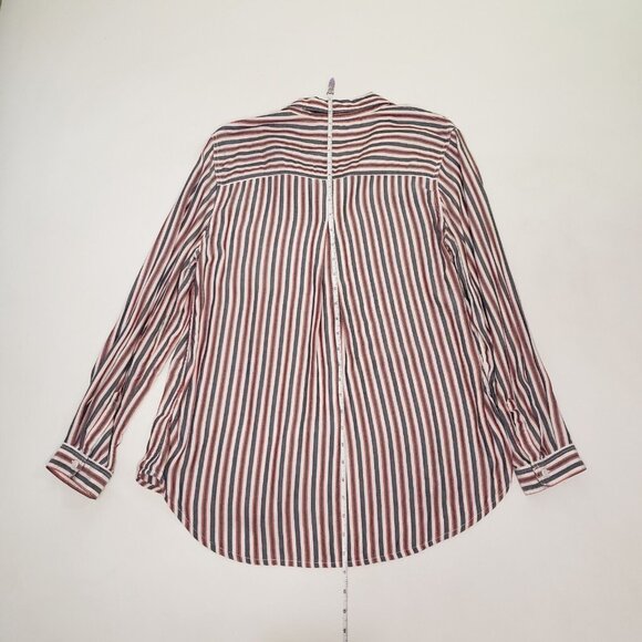 Beach Lunch Lounge Top Womens Large Red Grey White Striped Beachcore Cottagecore - Picture 7 of 15